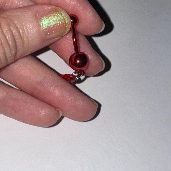 Red Titanium Browning Dangle Belly Ring - Picture 5 of 6